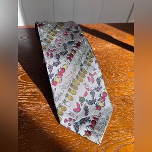 Which fruits do you prefer Patterned Gray Silk 100% Tie